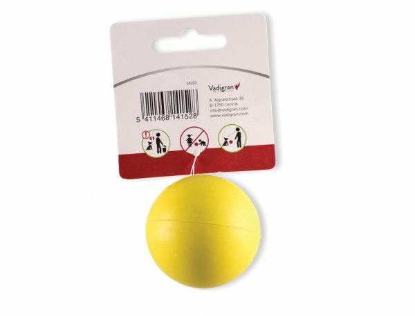 Speelgoed hond rubber bal geel Ø5cm