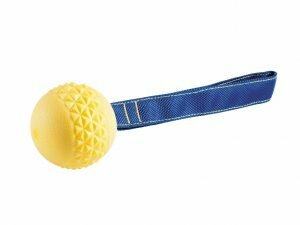 Speelgoed hond TPR bal touw Yellow Vanilla 6,3cm