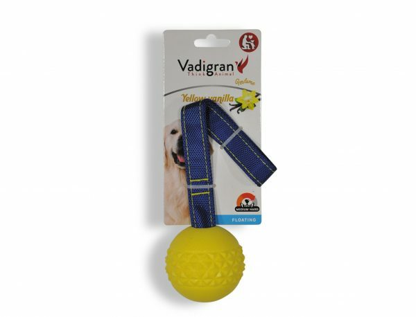 Speelgoed hond TPR bal touw Yellow Vanilla 6,3cm