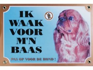 Waakbord gelamineerd King charles Spaniel blauw NL