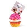 Speelgoed hond vinyl pieper cupcake roze 8cm