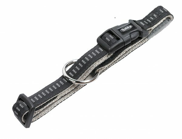 Halsband hond nylon Soft Grip zwart 15mmx25-35cm