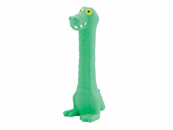 Speelgoed hond latex krokodil slungel groen 18cm