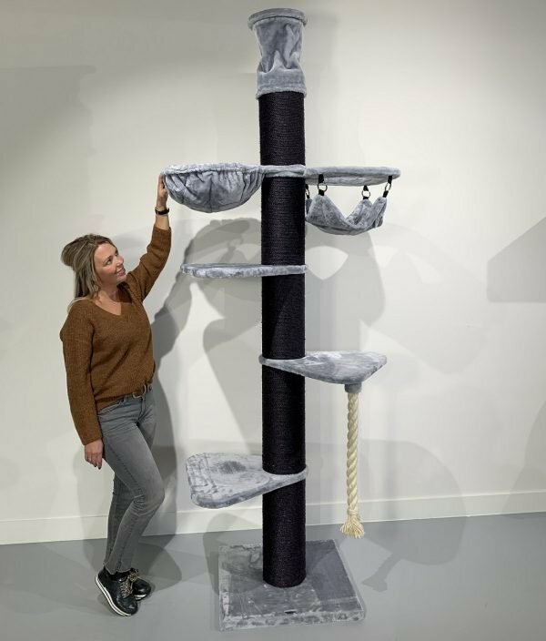Krabpaal Maine Coon Tower Crown Blackline Light Grey