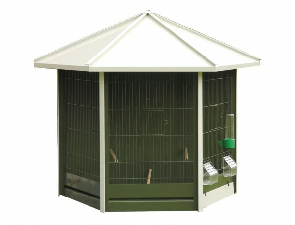 Volière nr 40 wit met groen dak 93x43x78cm
