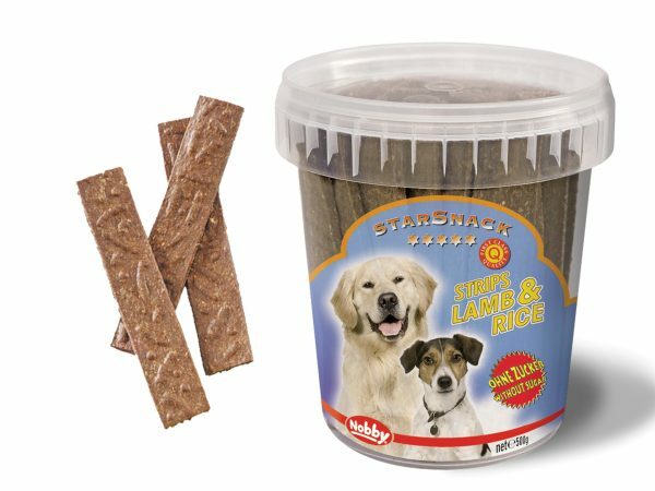 Snack hond emmer strips lam en rijst 500gr