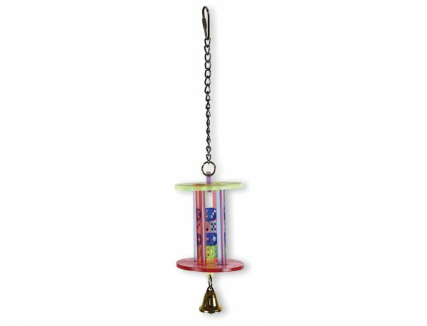 Speelgoed vogel plexi met dobbelsteen 33cm