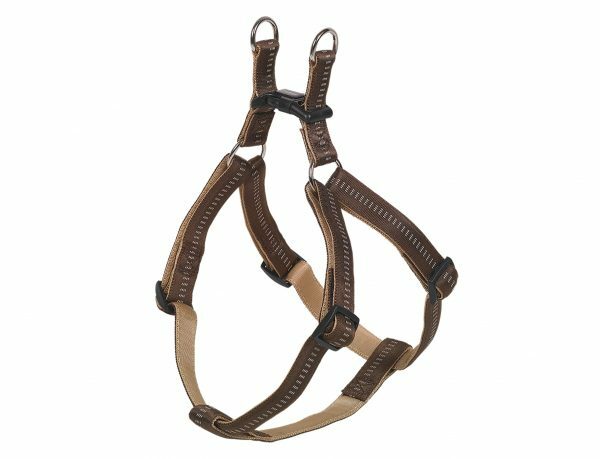 Harnas hond nylon Soft Grip bruin 15mmx40-56cm