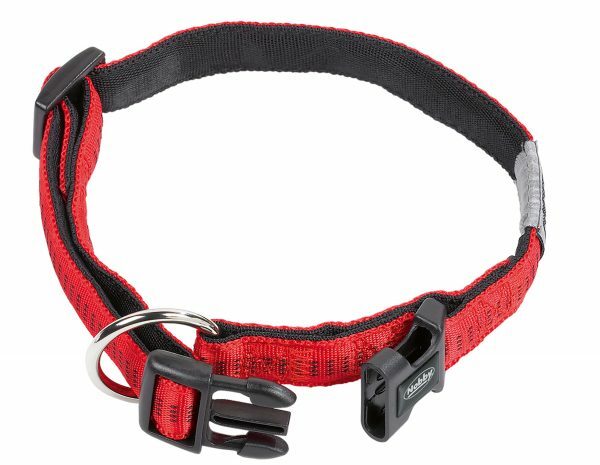 Halsband hond nylon Soft Grip rood 25mmx40-55cm