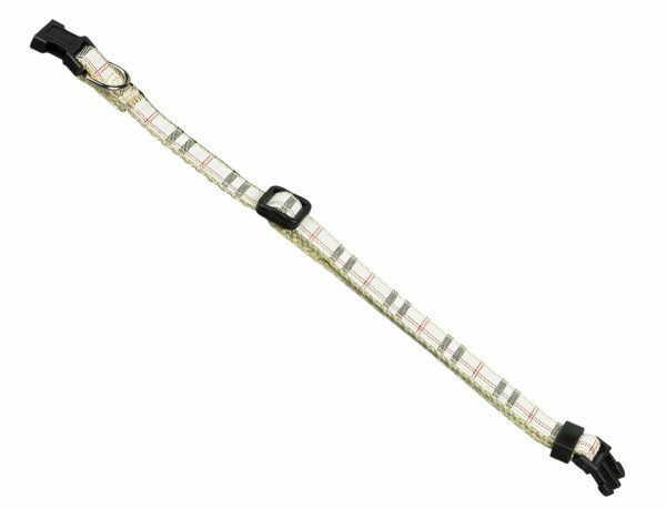 Halsband hond nylon Schotse Ruit beige10mmx20-35cm