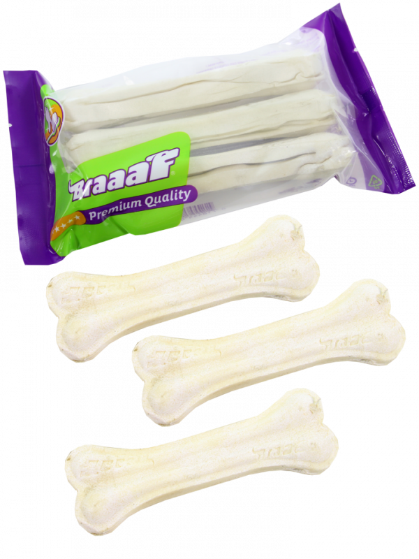 Braaaf White Rawhide Pressed Bones 12.5 cm (3 pcs)