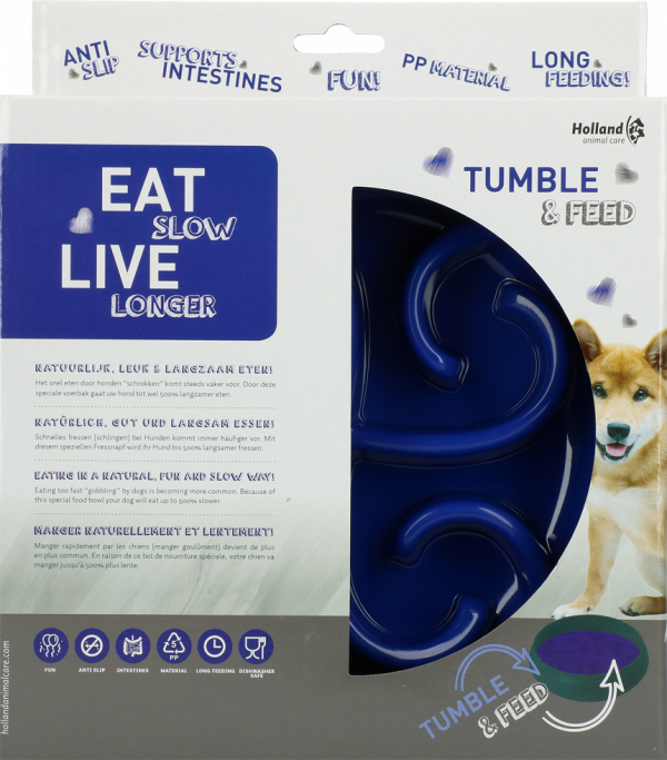 Eat Slow Live Longer Tumble Feeder Blue