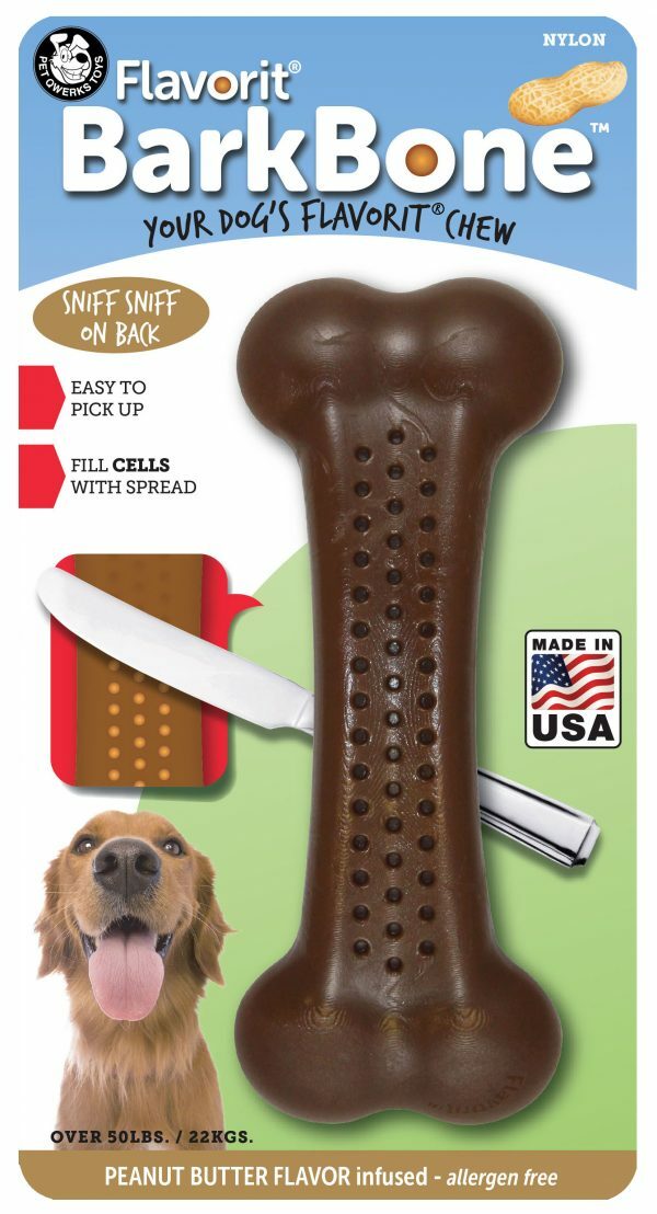 Pet Qwerks Flavorit Nylon Bark Bone Peanut Butter Large