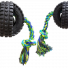 Pet Qwerks Jingle X-Tire Ball w/single rope Small ø 8 cm