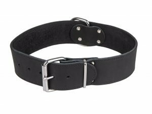 Halsband Large geolied leder zwart 55cmx40mm L