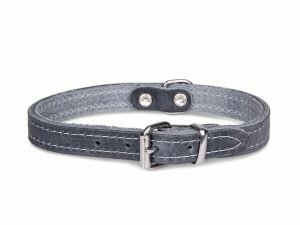 Halsband geolied leder grijs 42cmx16mm M