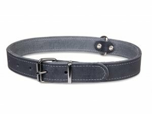 Halsband geolied leder grijs 60cmx25mm XL