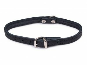 Halsband geolied leder zwart 32cmx12mm XS