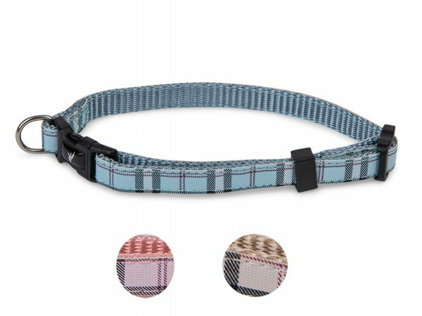 Halsband nylon Schotse Ruit blauw13-20cmx10mm XS