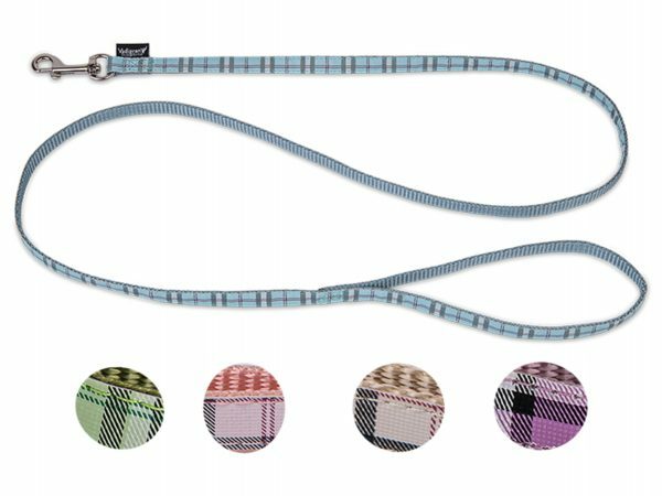 Leiband hond nylon Schotse Ruit blauw 120cmx10mm S