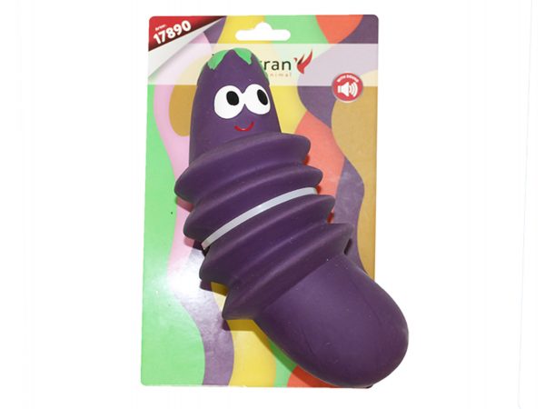 Speelgoed hond latex Aubergine ribble 19,5cm