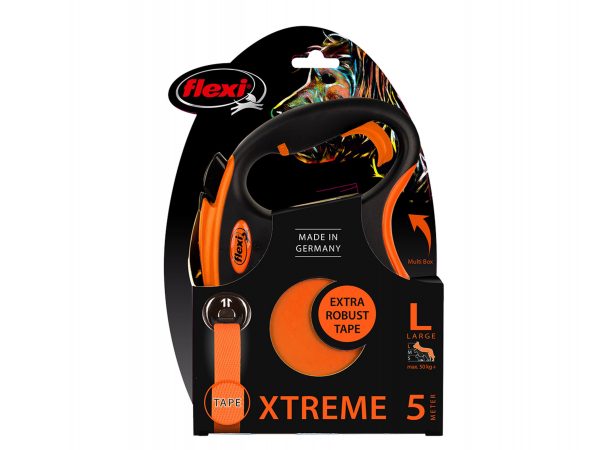 Flexi Xtreme L (riem 5m) oranje