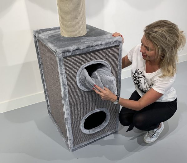 Krabpaal Cat Tower Box Light Grey