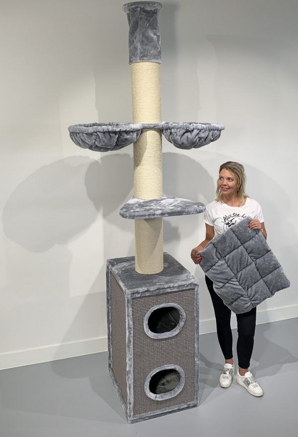 Krabpaal Cat Tower Box Light Grey