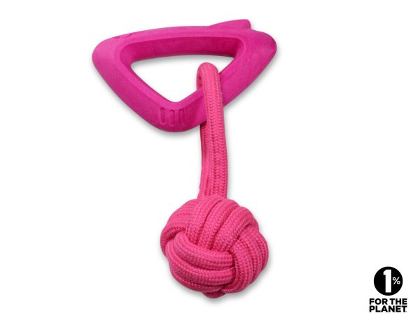 Speelgoed hond TPR Triangel + koord roze 25cm